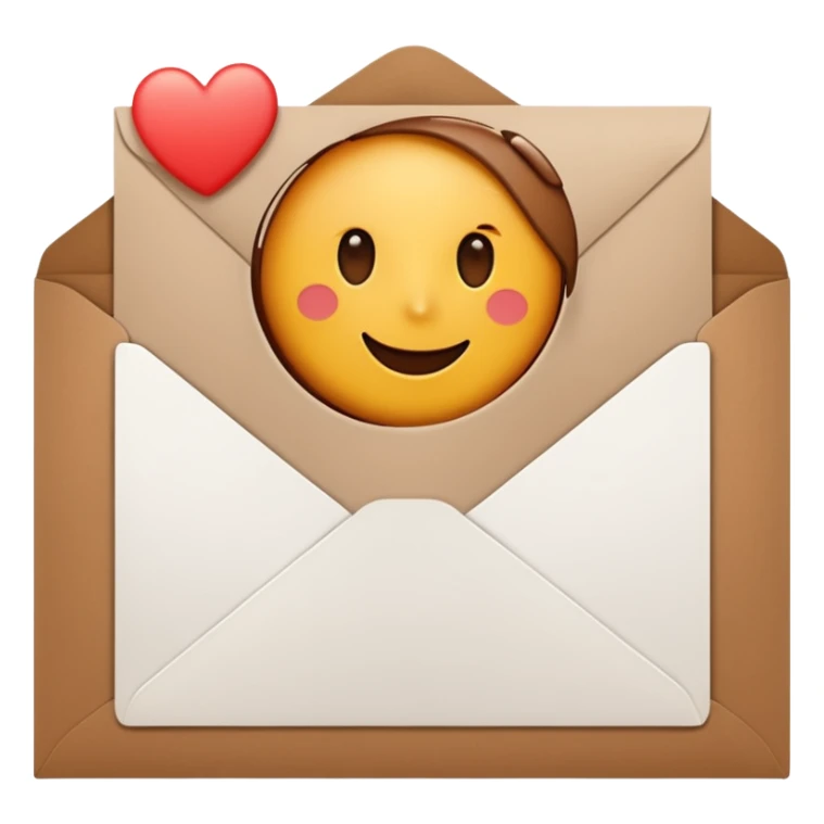 blank greeting card open with brown envelope next to it sticker