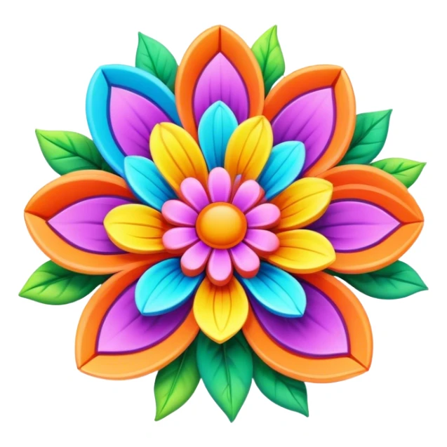 3D, create an ultra detailed Psychedelic colored flower power sign sticker