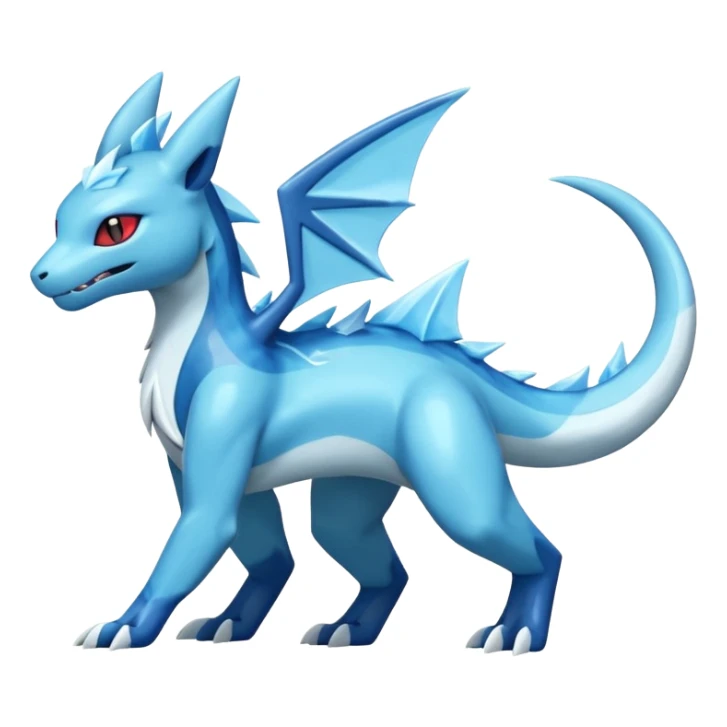 Shiny Glacéd Glacier Salandit-Glaceon-Salamence-hybrid-fusion (full body) sticker