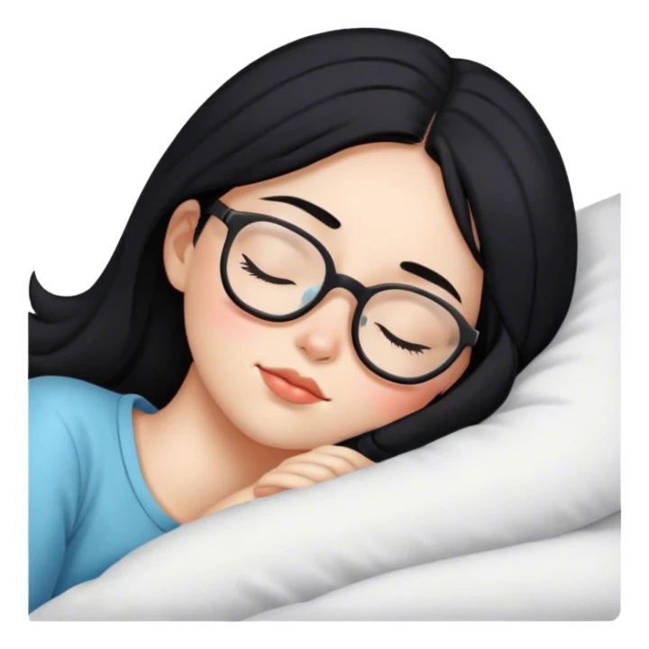 Girl with black hair and glasses sleeping sticker