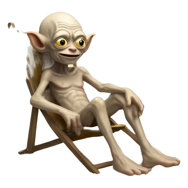 Gollum sitting on a sun chair in the sand sticker