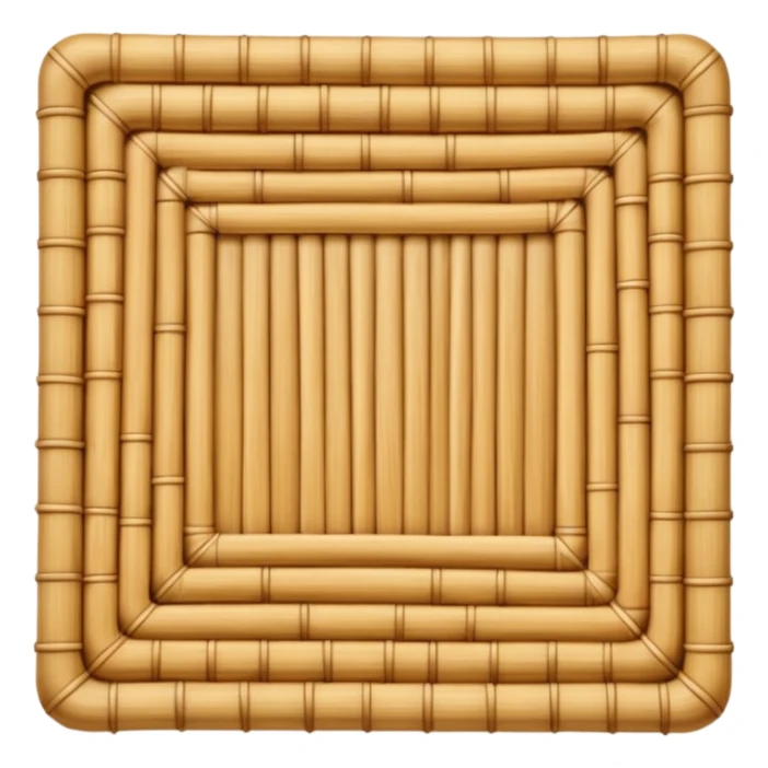 A 3D cartoon flat woven mat made of straw or bamboo strips, top-down view, soft shadow. sticker