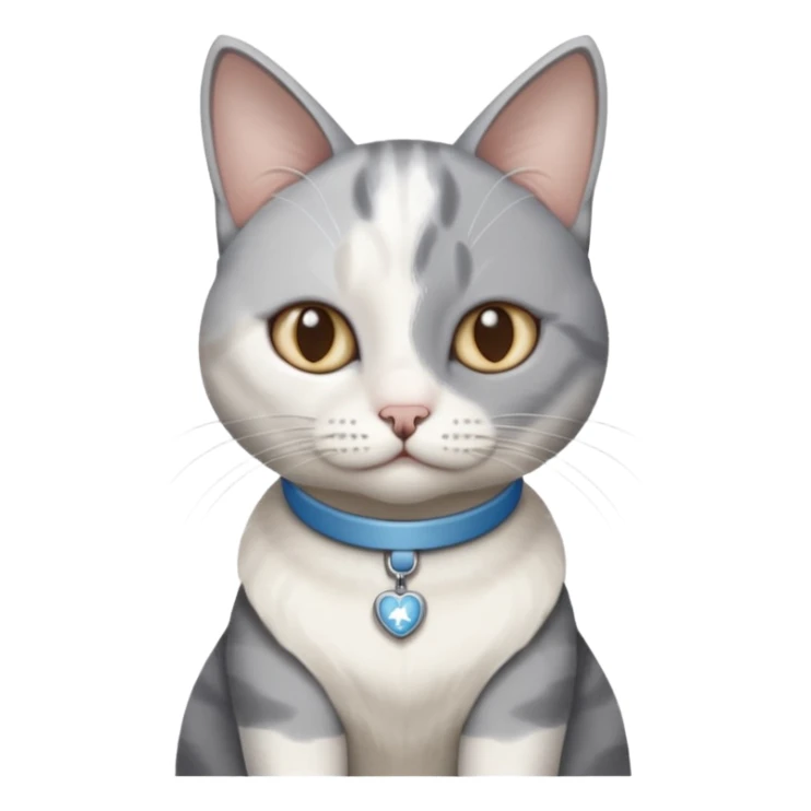 disabled grey and white cat in pet mobility aide sticker