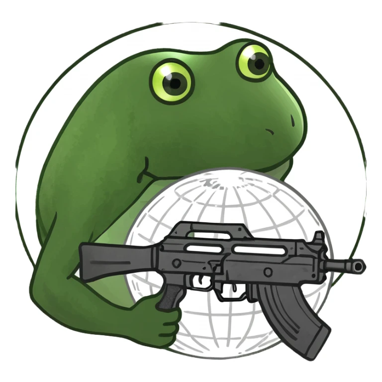 white globe with a ak47 over it and outline glow sticker