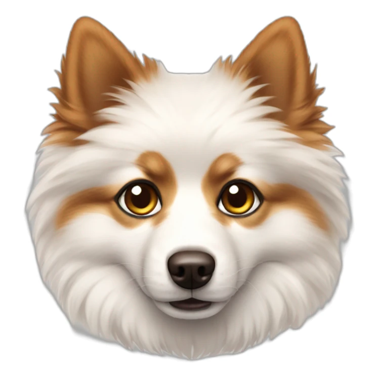Spitz dog white color fluffy brown eyes sticker