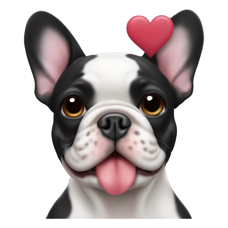 black and white french bulldog with hearts  sticker