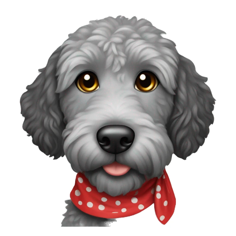 grey and black spotted labradoodle with red bandana sticker