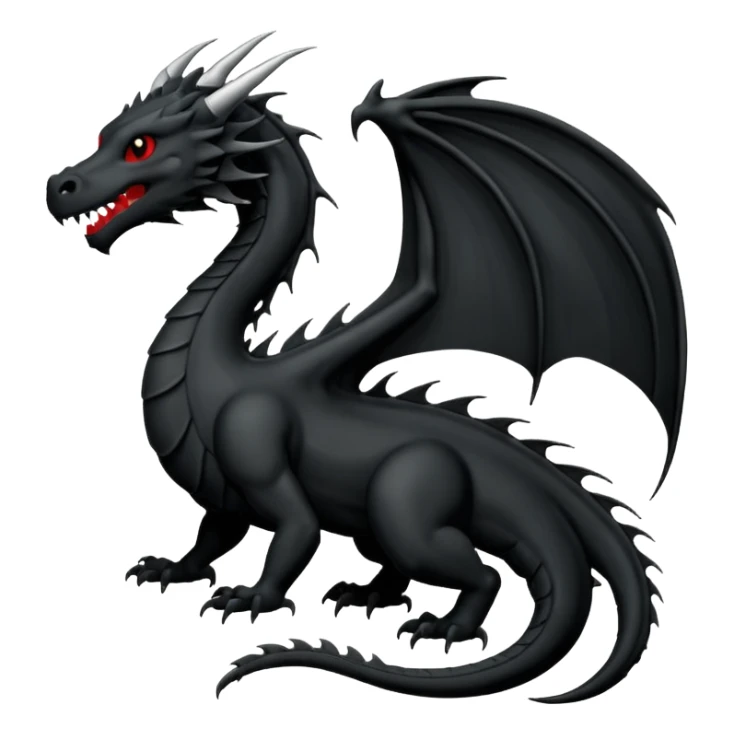 iOS emoji, minimal dragon symbol, dark fantasy, line icon sticker