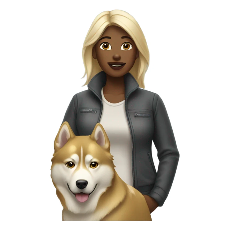 Woman and golden Husky  sticker