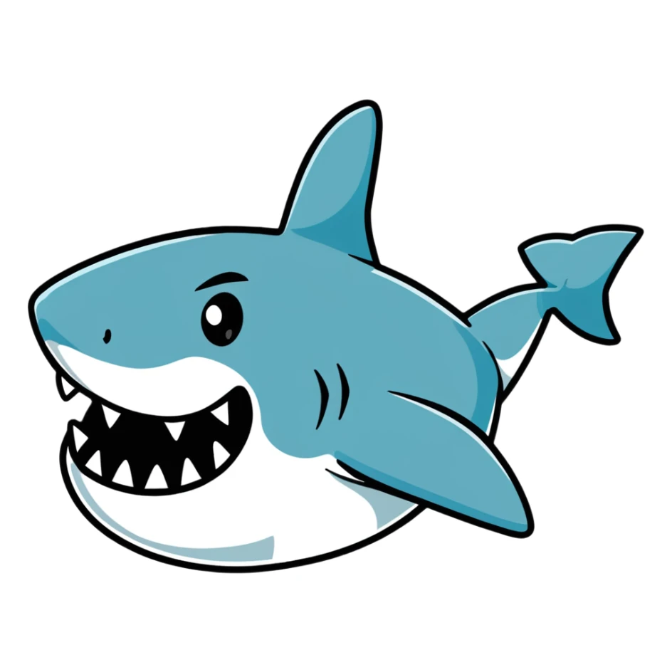 angry shark showing middle fin sticker