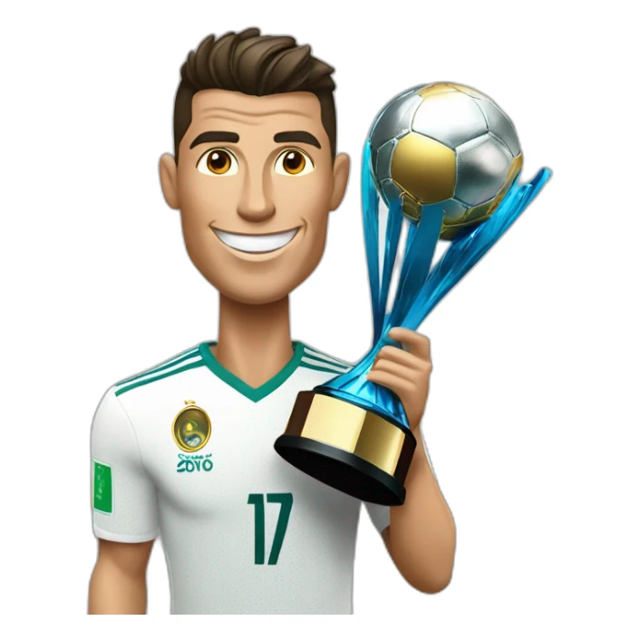 Cristiano Ronaldo avec le trophé de la coupe du monde sticker