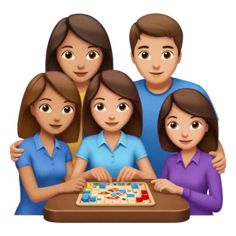 3 male and female brunette friends playing board game sticker