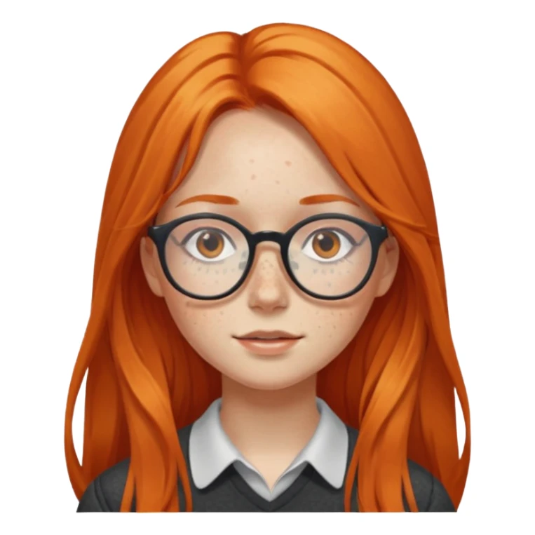 Girl with long orange hair and glasses sticker