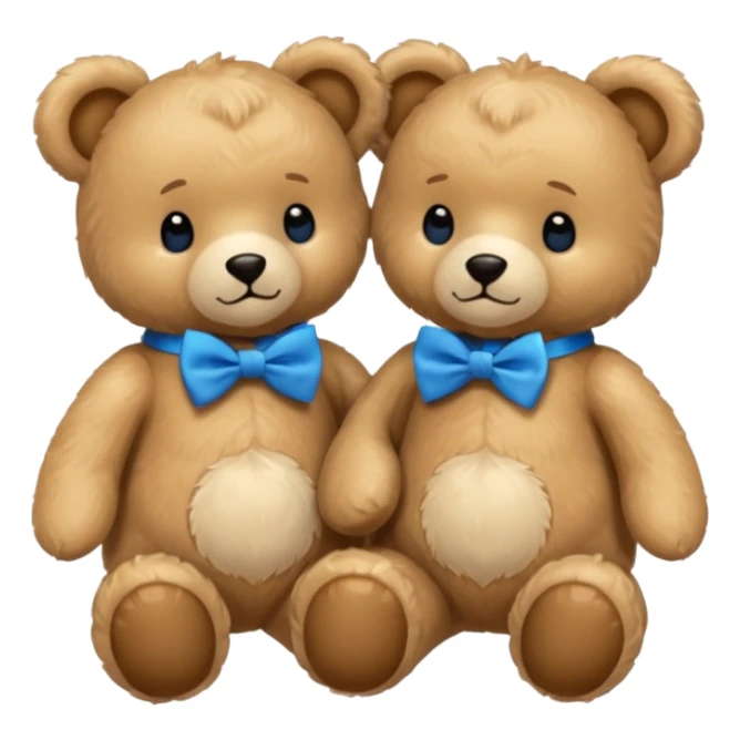 sweet twin teddy same baby bears with blue bow tie sticker