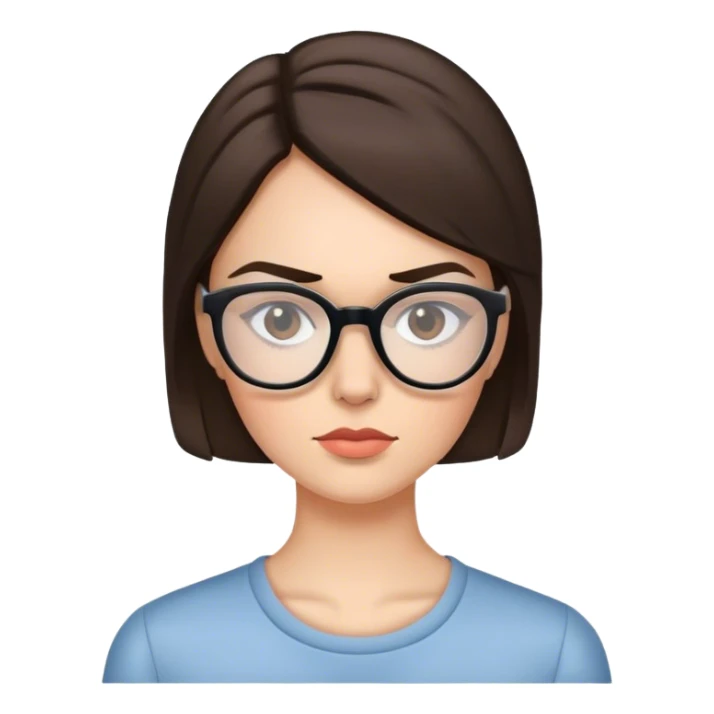 Brunette woman raising eyebrow with glasses  sticker