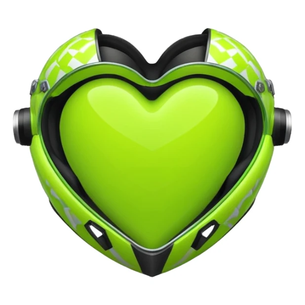 Create a Florecent green heart emoji with the same patterns as Lando Norris's helmet sticker