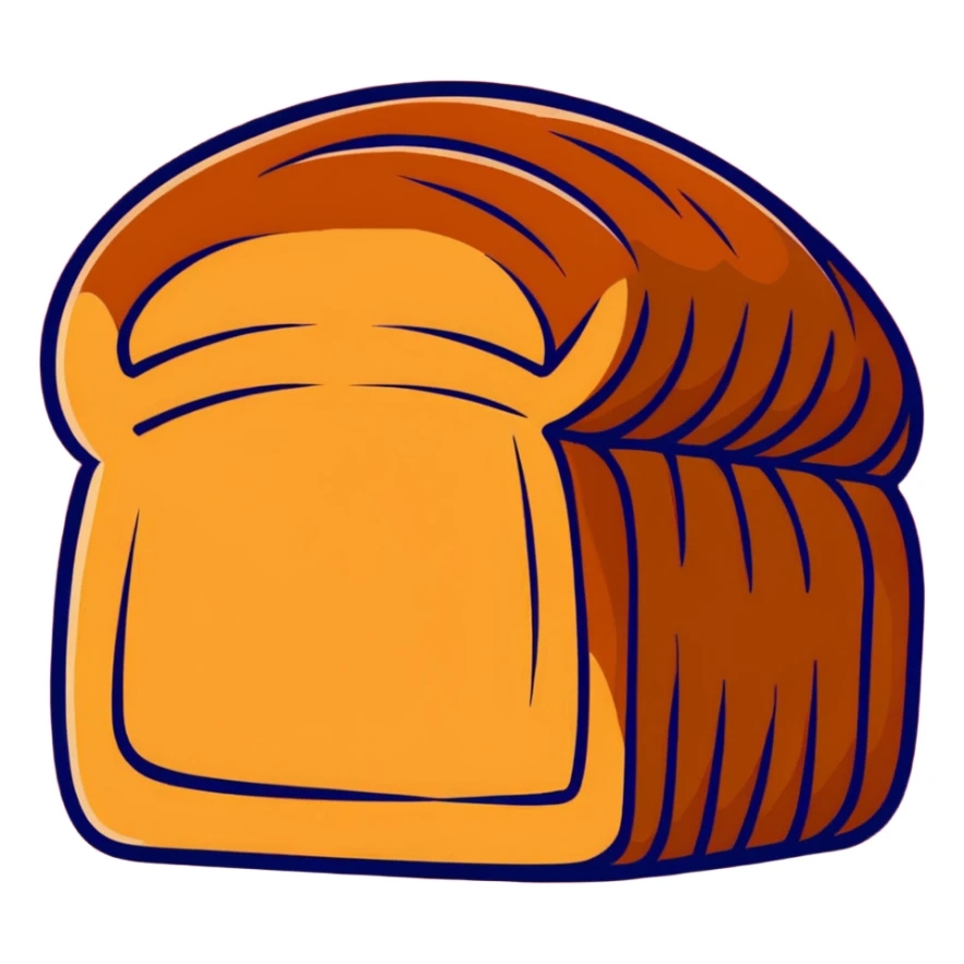 cartoon sticker-style Soviet bread, dark rye loaf with rustic look, red and gold Soviet iconography, simple Cyrillic text, no real brand names sticker