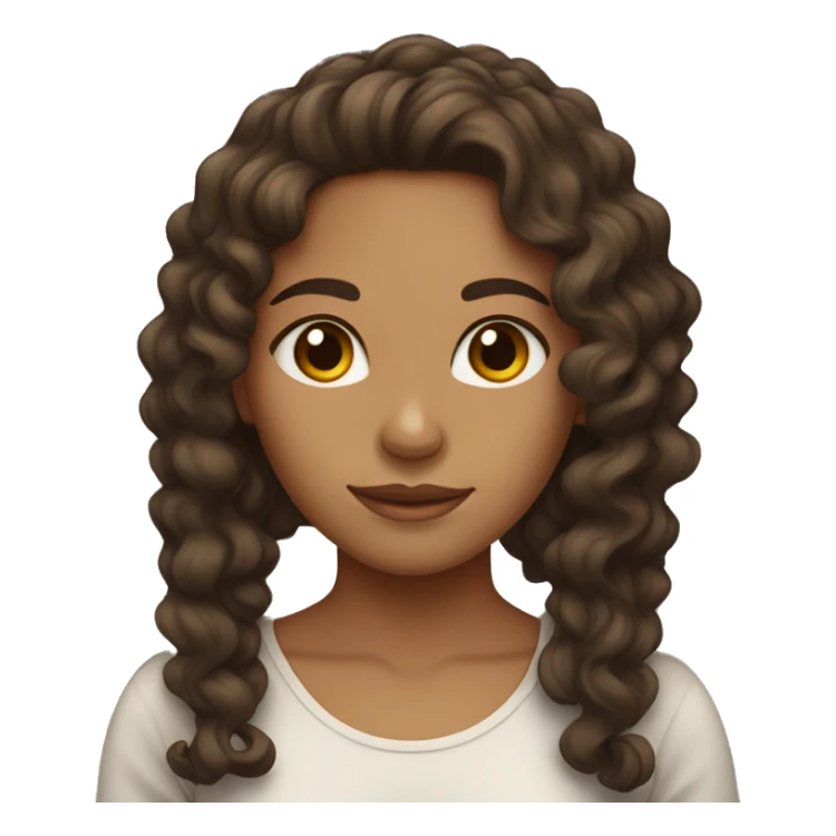 Tan skinned girl with long dark brown curly hair sticker