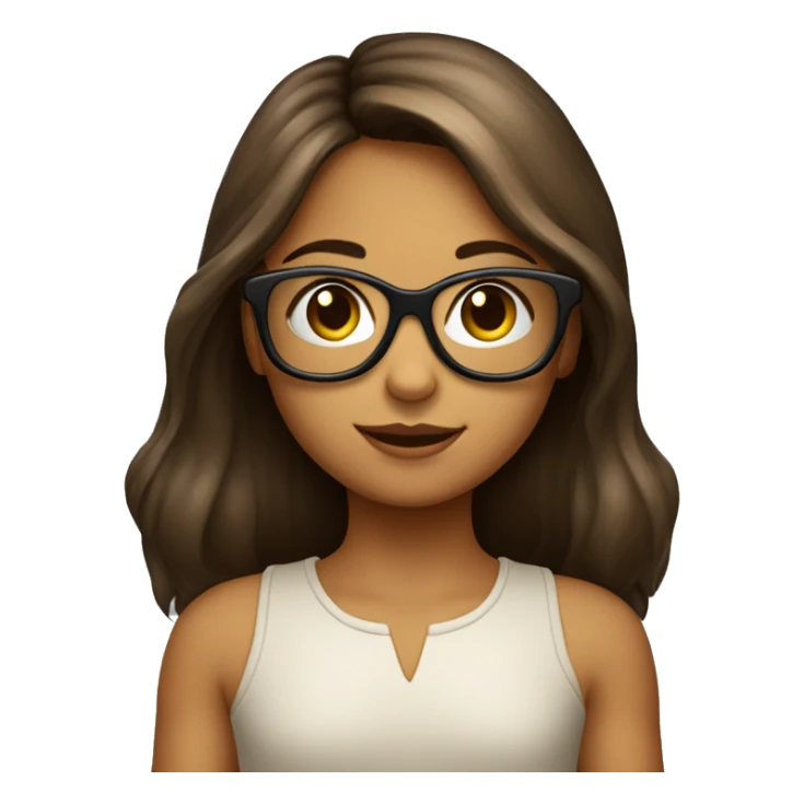  Niña de 8 años con gafas y pelo largo liso marrón sticker