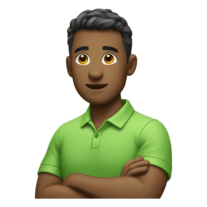 a guy wearing apple green polo shirt while crossing his arm sticker
