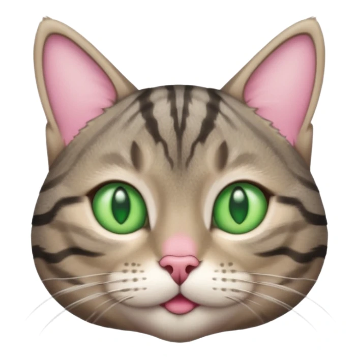A high-resolution photo-realistic digital illustration of a grey tabby cat, chest upward sticker