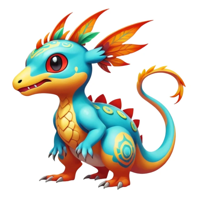 cool exotic fantasy-creature-Fakémon-Pokémon, full body, with random markings  sticker