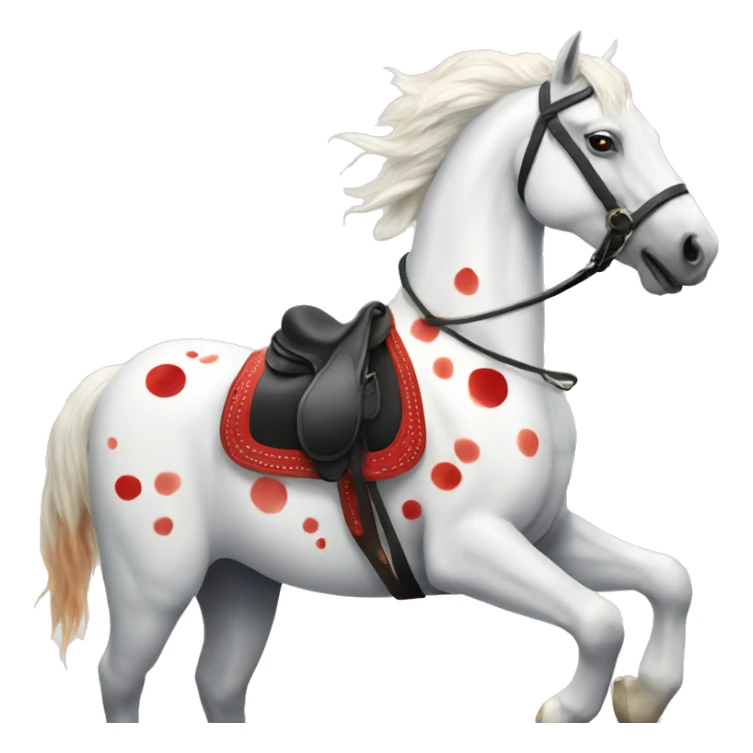 A white horse with red spots in the saddle sticker