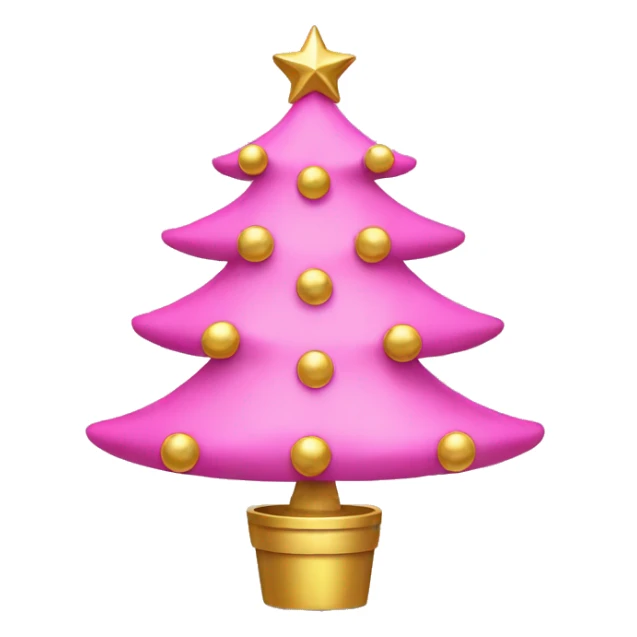 pink christmas tree with gold ornaments  sticker