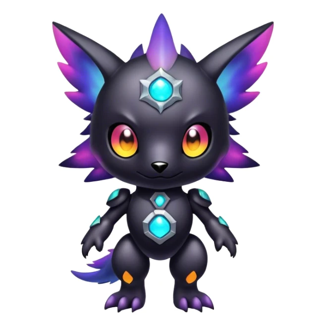 Cute cool colorful dark nebula Digimon-animal-hybrid full body sticker