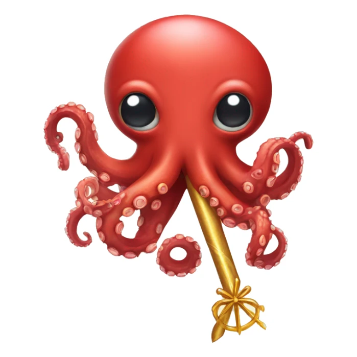red octopus holding fairy wand sticker