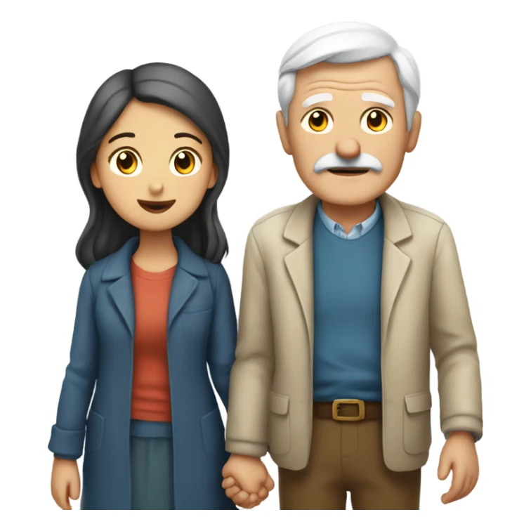 Old man holding hands with younger lady sticker