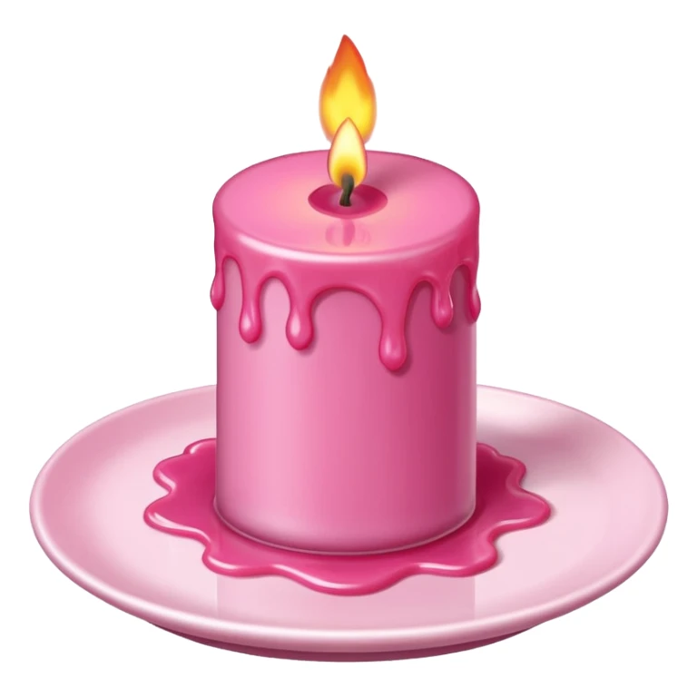 A drawing of a flaming pink candle that could be used on a romantic dinner table. The camera should be isometric at a right angle. sticker