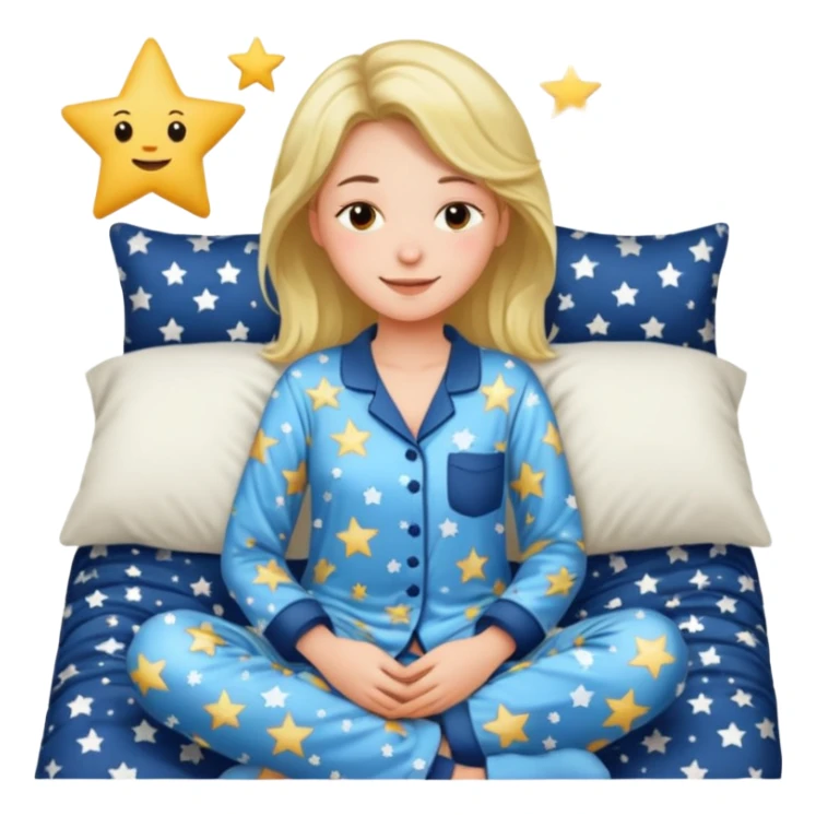  "type": "human",
      "look": "woman in star-print pyjamas, sleepy smile", sticker
