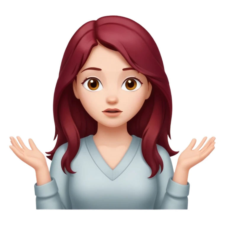 Beautiful long burgundy haired girl, shrugging shoulders sticker