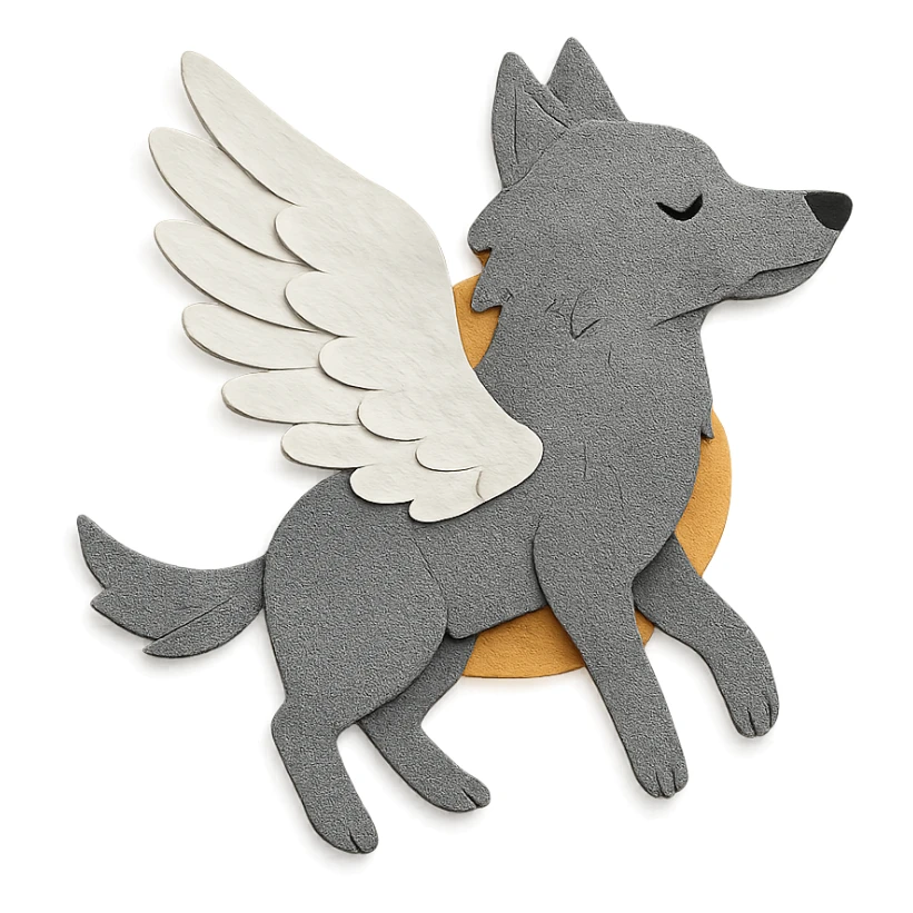 wolf with swan wings sticker