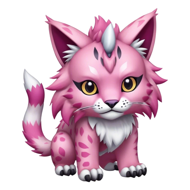 A pink lynx-fakemon-Digimon-creature-hybrid sticker