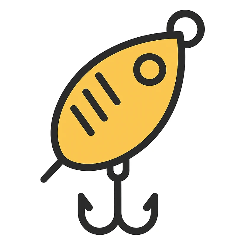 golden fish bait, minimal, gold color, simple shape sticker