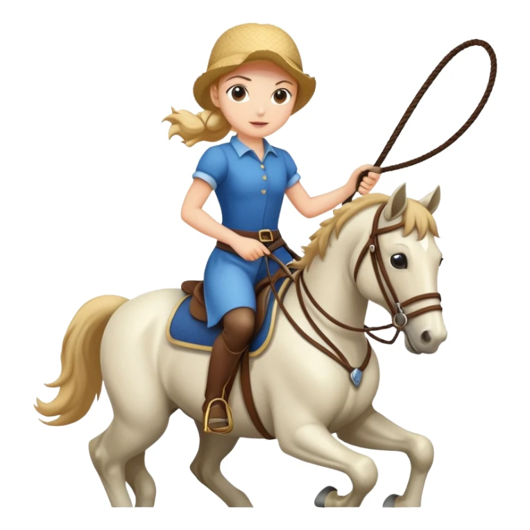 girl riding a horse holding a whip sticker