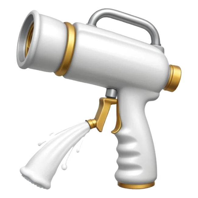 foam sprayer nozzle object icon, hose nozzle spraying thick foam, shiny metal parts, 3D cartoon, mobile game icon style, centered, clean background, no text, no watermark

 sticker