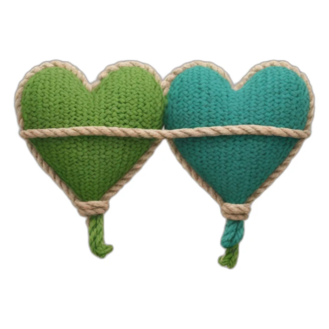 Two hearts made out of rope, knitted together sticker