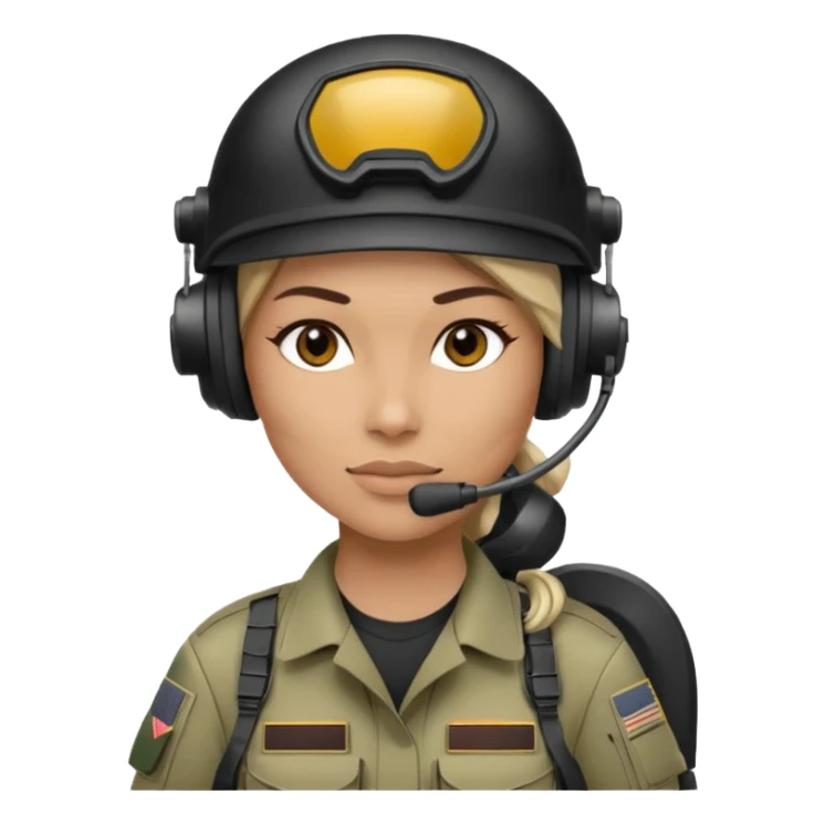 black and white drawing of a female special operations communications operator in combat gear sticker