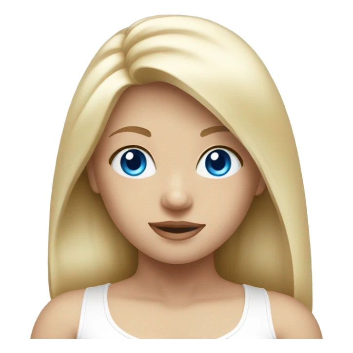 Blonde girl doing yoga in white suit blue eyes sticker