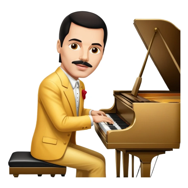 Freddie Mercury playing grand piano sticker