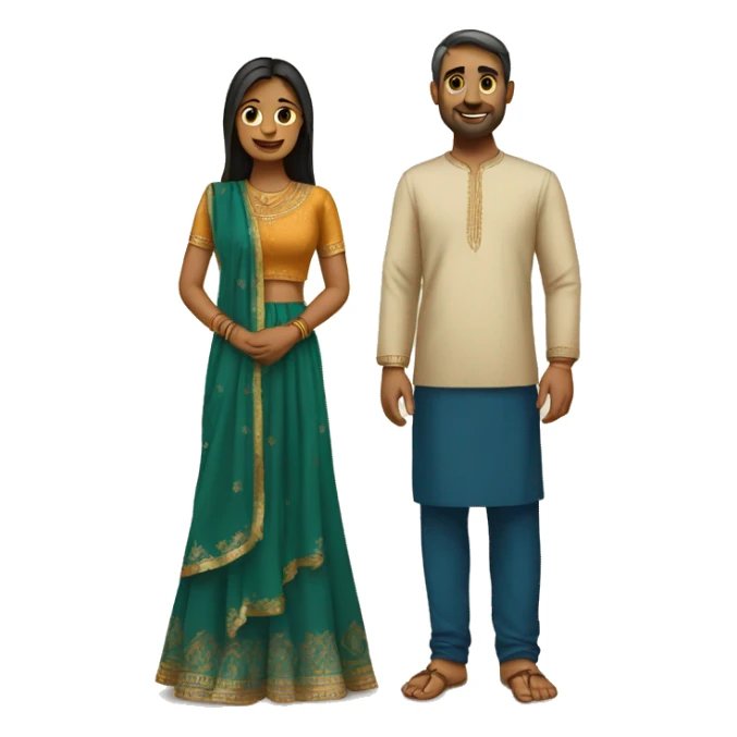 Couple standing in indian kurta and sarre sticker