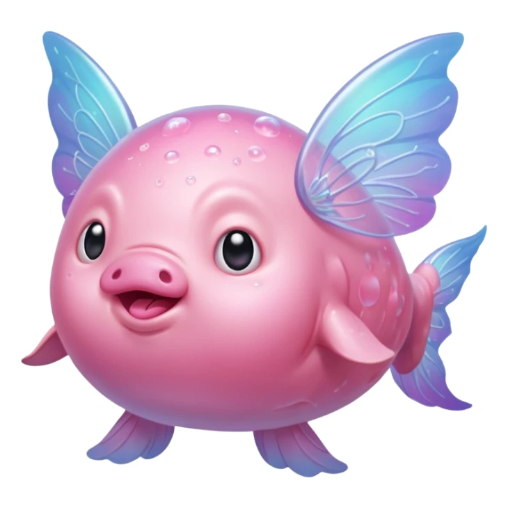 blobfish that is a magical fairy with wings sticker