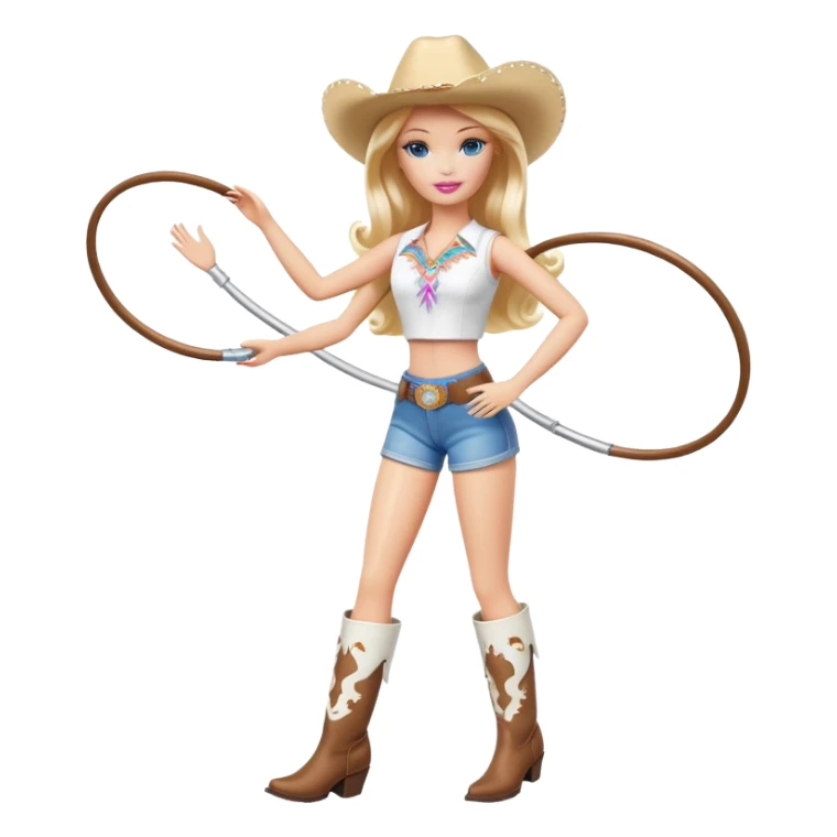 Hula hooping Barbie doll with white cowboy boots  sticker