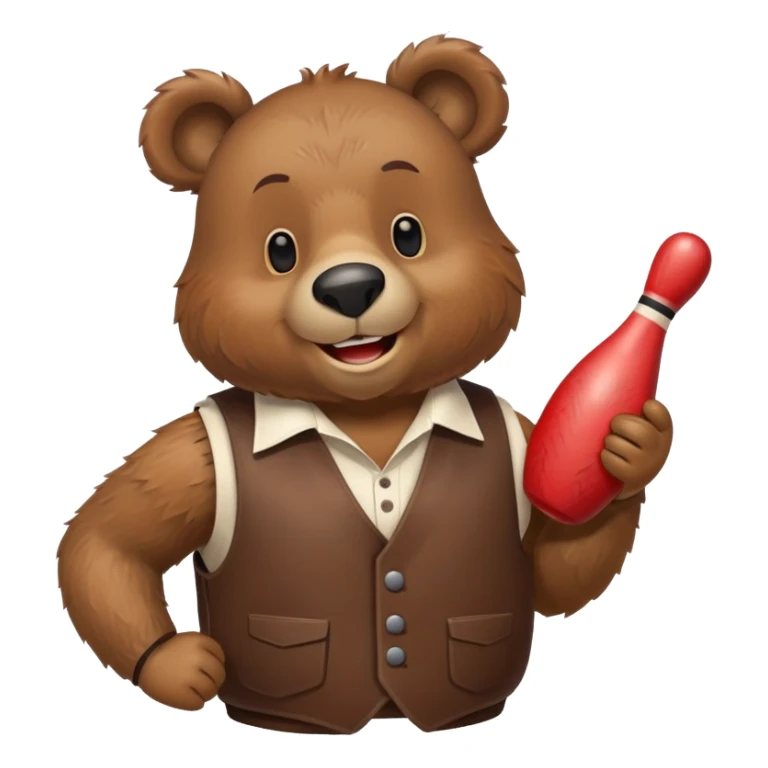 Orso con il gilet ed un birillo in mano  sticker