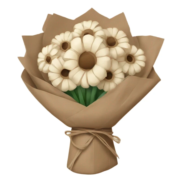 Neutral Flower bouquet wrapped in brown paper  sticker