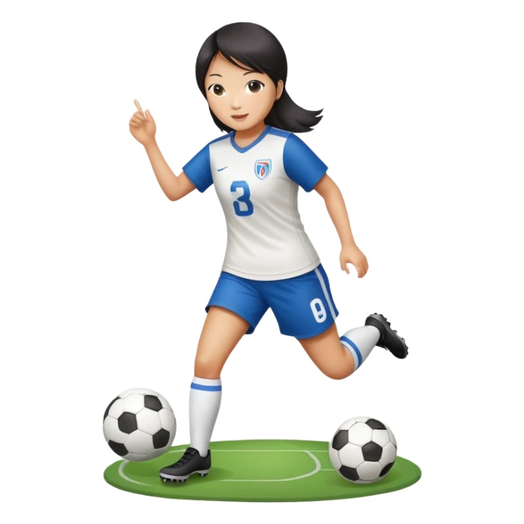 Bonnie Wong playing soccer with a birthday cake sticker