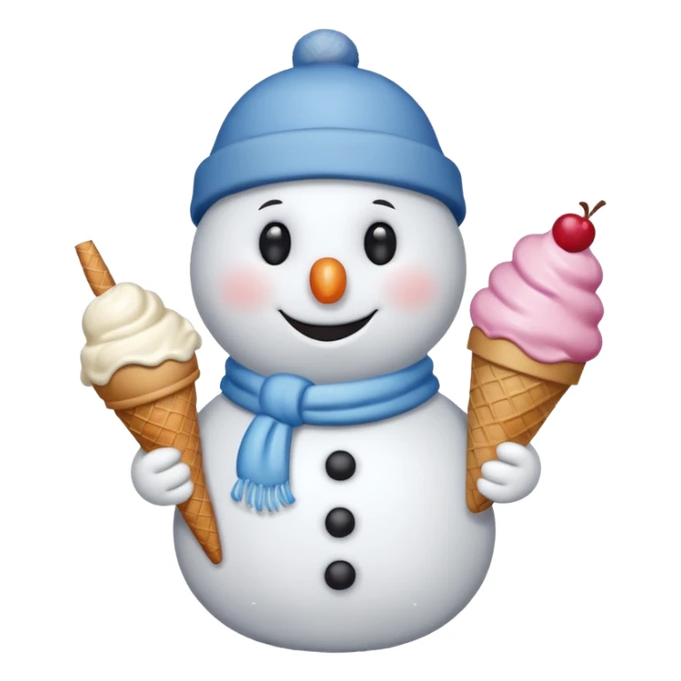 snowmen wearing cap with ice cream sticker